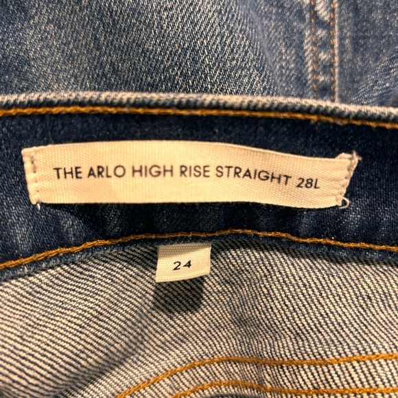 DENIM FORUM Sz 24 Jeans The Arlo High Rise Straight 28L Button Fly in Blue - Picture 10 of 12